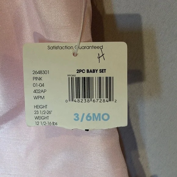 Pink Floral Embroidered Girls Easter 2 piece outfit. 3/6 months - Picture 3 of 4